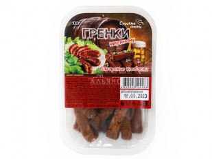 Ведро Ржаные гренки с красной икрой: Сурские гренки Баварские колбаски (100 гр)